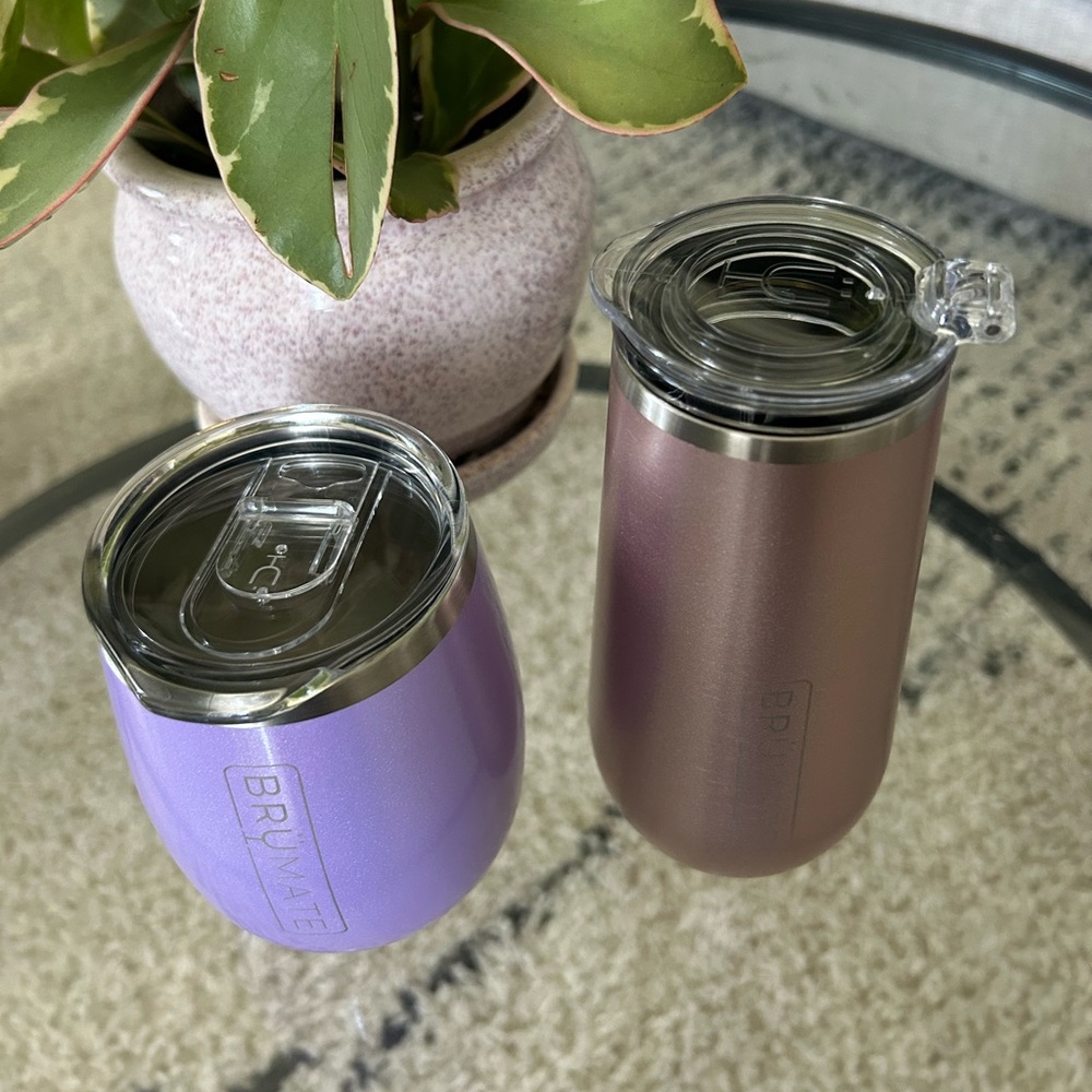 Lot of 2 Brumate Rose Gold Champagne Flute and Purple Wine Tumbler - Picture 2 of 6